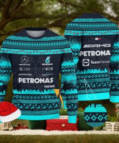Mercedes AMG PETRONAS F1 Team Custom Name Ugly Sweater Gift For Christmas
