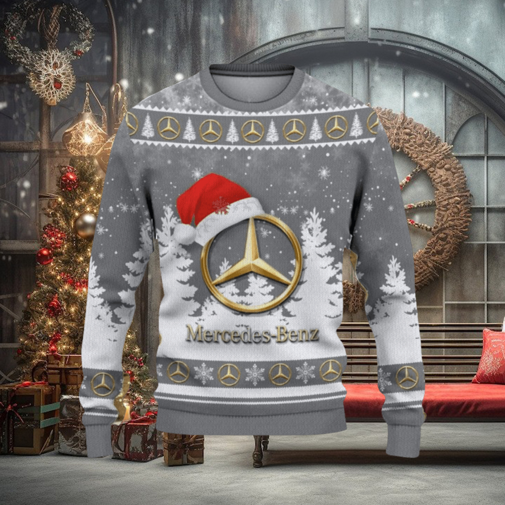 Mercedes Benz Logo Wearing Santa Hat Christmas Gift Ugly Christmas Sweater For Men And Women Gift Mercedes Benz Logo Wearing Santa Hat Christmas Gift Ugly Christmas Sweater For Men And Women Gift