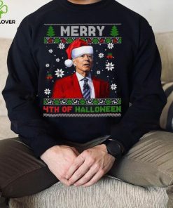Merry 4Th Of Halloween Funny Biden Christmas T Shirt