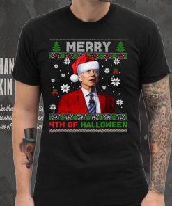 Merry 4Th Of Halloween Funny Biden Christmas T Shirt