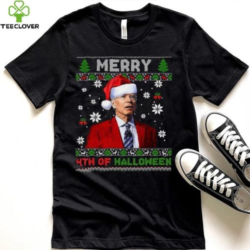 Merry 4Th Of Halloween Funny Biden Christmas T Shirt