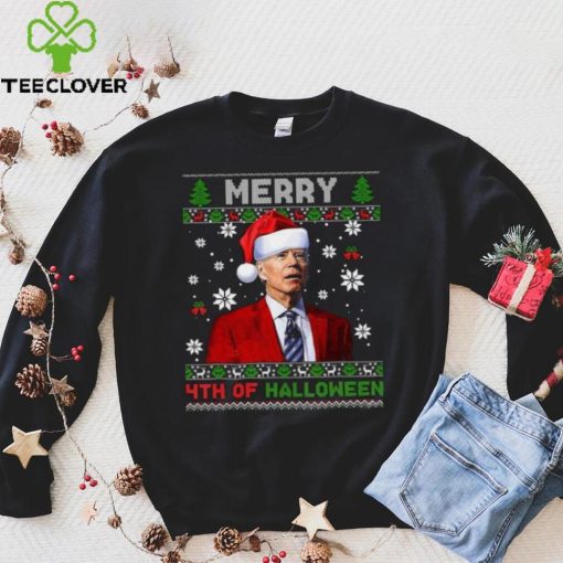 Merry 4Th Of Halloween Funny Biden Christmas T Shirt