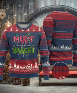Merry And Bright Christmas Tree Xmas Holiday Ugly Christmas Sweater
