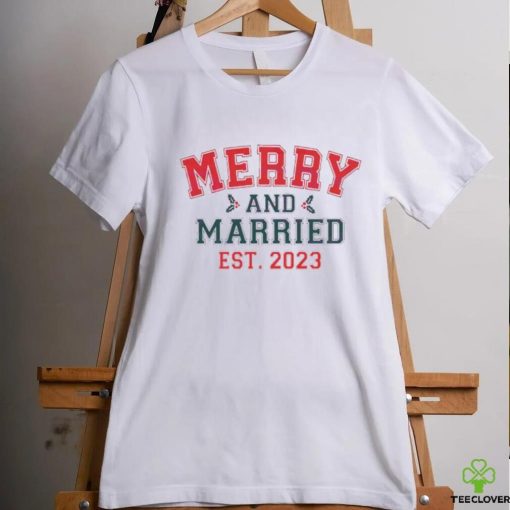 Merry And Married Christmas Est. 2023 hoodie, sweater, longsleeve, shirt v-neck, t-shirt