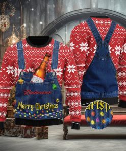 Merry Budweiser Knitted 3D Sweater Gift For Xmas