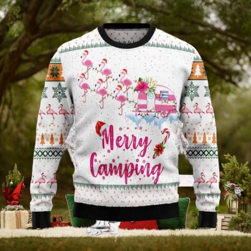 Merry Camping Flamingo Ugly Christmas Sweater