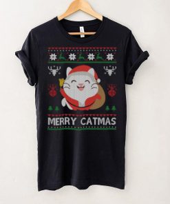 Merry Catmas Funny Christmas Cute Cat Lover Gift V Neck Womens T Shirt