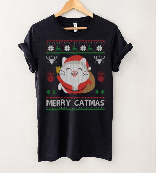 Merry Catmas Funny Christmas Cute Cat Lover Gift V Neck Womens T Shirt