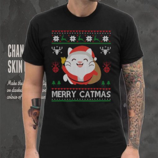 Merry Catmas Funny Christmas Cute Cat Lover Gift V Neck Womens T Shirt