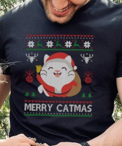 Merry Catmas Funny Christmas Cute Cat Lover Gift V Neck Womens T Shirt