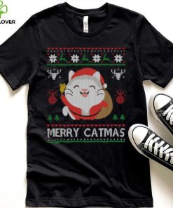 Merry Catmas Funny Christmas Cute Cat Lover Gift V Neck Womens T Shirt