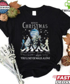 Merry Christmas Abbey Road The Beatles _You_ll Never Walk Alone_ T Shirt