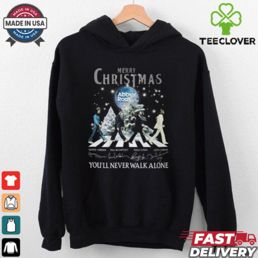 Merry Christmas Abbey Road The Beatles _You_ll Never Walk Alone_ T Shirt