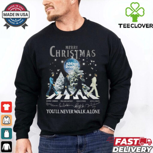 Merry Christmas Abbey Road The Beatles _You_ll Never Walk Alone_ T Shirt
