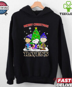 Merry Christmas Baltimore Ravens X Peanuts characters 2024 shirt