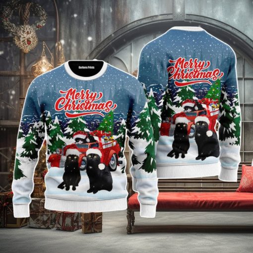 Merry Christmas Black Cat Christmas Unisex Ugly Sweater