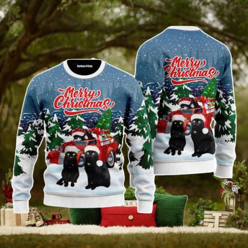 Merry Christmas Black Cat Christmas Unisex Ugly Sweater