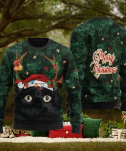 Merry Christmas Black Cat Ugly Sweater For Christmas
