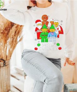 Merry Christmas Building Bricks Santa Elf Snowman Figures T Shirt