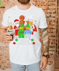 Merry Christmas Building Bricks Santa Elf Snowman Figures T Shirt