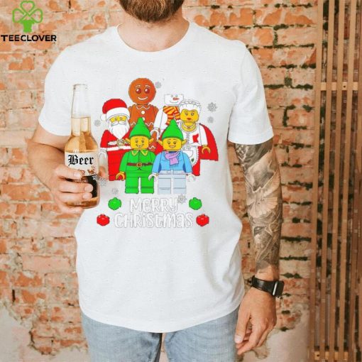 Merry Christmas Building Bricks Santa Elf Snowman Figures T Shirt
