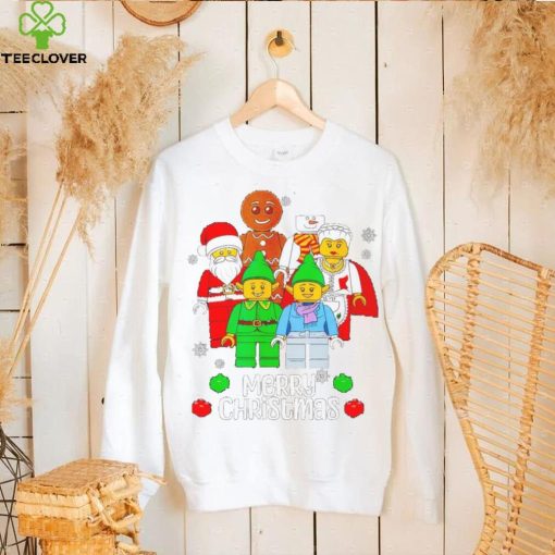 Merry Christmas Building Bricks Santa Elf Snowman Figures T Shirt