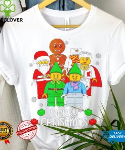 Merry Christmas Building Bricks Santa Elf Snowman Figures T Shirt