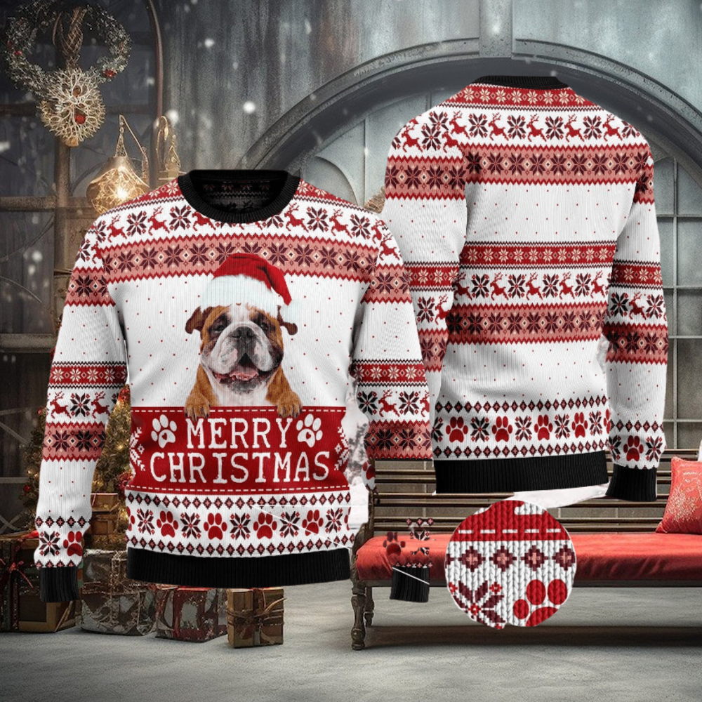 Merry Christmas Bulldog Ugly 3D Sweater Gift For Men And Women Merry Christmas Bulldog Ugly 3D Sweater Gift For Men And Women
