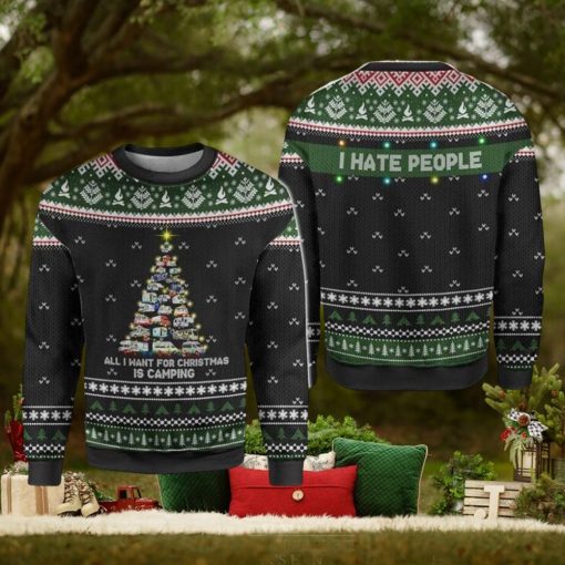 Merry Christmas Camping All I Want For Is I Hate People For Christmas Gifts Knitting Pattern Sweater
