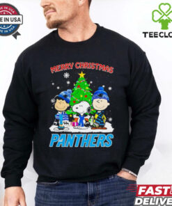 Merry Christmas Carolina Panthers X Peanuts characters 2024 shirt