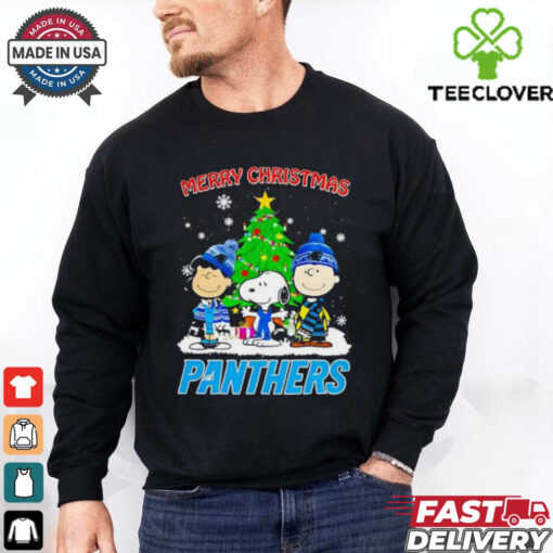 Merry Christmas Carolina Panthers X Peanuts characters 2024 shirt