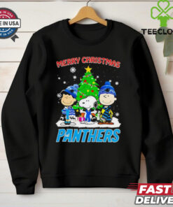 Merry Christmas Carolina Panthers X Peanuts characters 2024 shirt