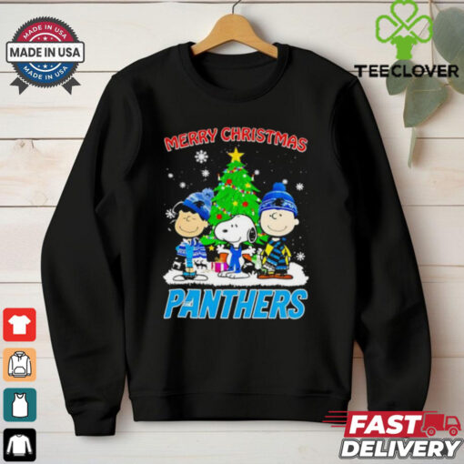 Merry Christmas Carolina Panthers X Peanuts characters 2024 shirt