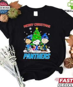Merry Christmas Carolina Panthers X Peanuts characters 2024 shirt
