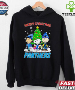 Merry Christmas Carolina Panthers X Peanuts characters 2024 shirt