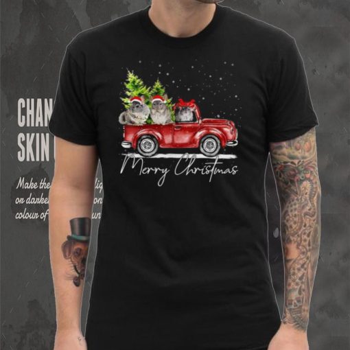 Merry Christmas Chinchilla Farmer Santa Truck Xmas Reindeer Shirt