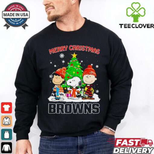 Merry Christmas Cleveland Browns X Peanuts characters 2024 shirt