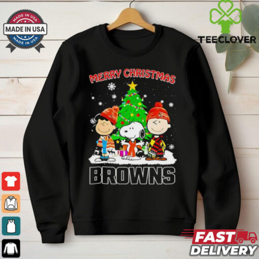 Merry Christmas Cleveland Browns X Peanuts characters 2024 shirt