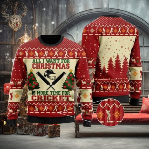 Merry Christmas Cricket All I Want For Is More Time For Ugly Christmas Wool Knitted Sweater