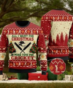 Merry Christmas Cricket All I Want For Is More Time For Ugly Christmas Wool Knitted Sweater