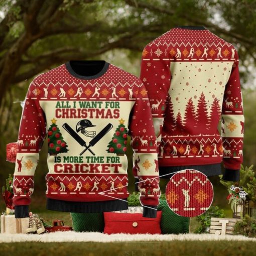 Merry Christmas Cricket All I Want For Is More Time For Ugly Christmas Wool Knitted Sweater