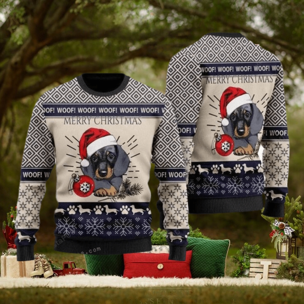 Merry Christmas Dachshund Womens Ugly Sweater Merry Christmas Dachshund Womens Ugly Sweater