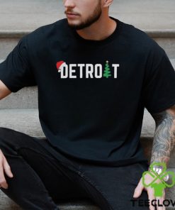 Merry Christmas Detroit Happy Holidays Michigan Santa hat T Shirt