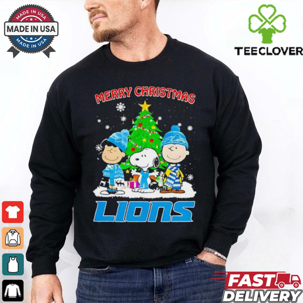 Merry Christmas Detroit Lions X Peanuts characters 2024 shirt Merry Christmas Detroit Lions X Peanuts characters 2024 shirt