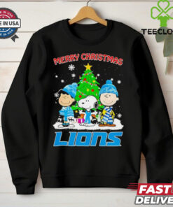 Merry Christmas Detroit Lions X Peanuts characters 2024 shirt