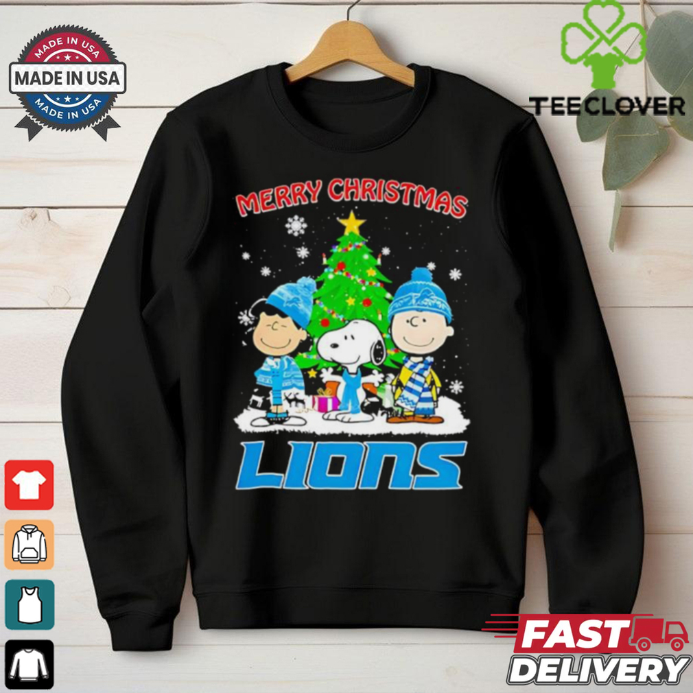 Merry Christmas Detroit Lions X Peanuts characters 2024 shirt Merry Christmas Detroit Lions X Peanuts characters 2024 shirt