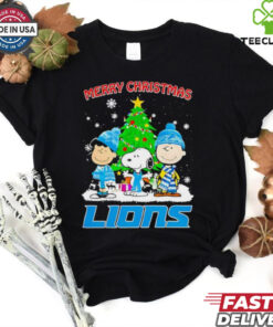 Merry Christmas Detroit Lions X Peanuts characters 2024 shirt