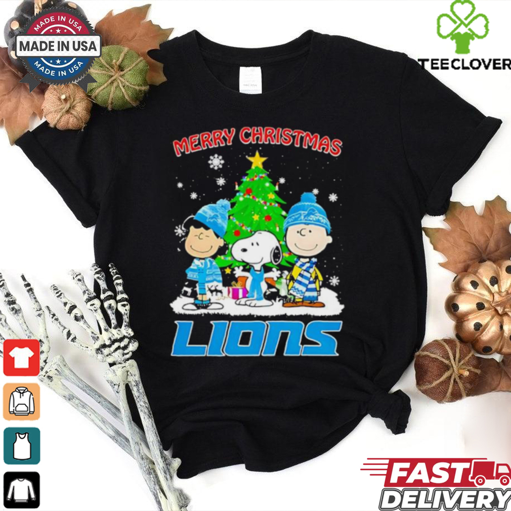 Merry Christmas Detroit Lions X Peanuts characters 2024 shirt Merry Christmas Detroit Lions X Peanuts characters 2024 shirt