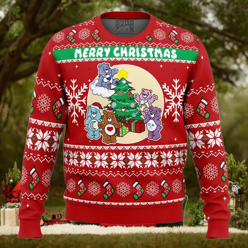 Merry Christmas Faux This Care Bears Pop Culture Ugly Christmas Sweater Merry Christmas Faux This Care Bears Pop Culture Ugly Christmas Sweater