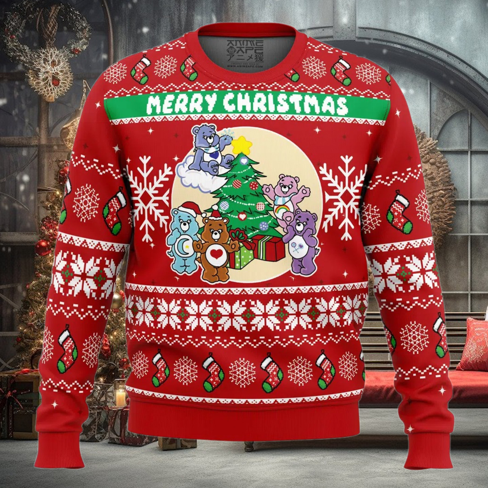 Merry Christmas Faux This Care Bears Pop Culture Ugly Christmas Sweater Merry Christmas Faux This Care Bears Pop Culture Ugly Christmas Sweater